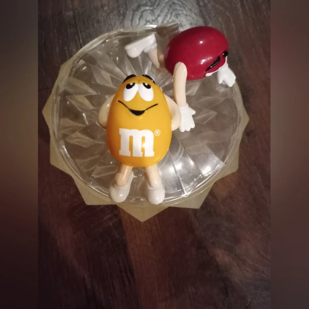 Vintage M&M's Candy Dispenser with Red and Yellow Characters